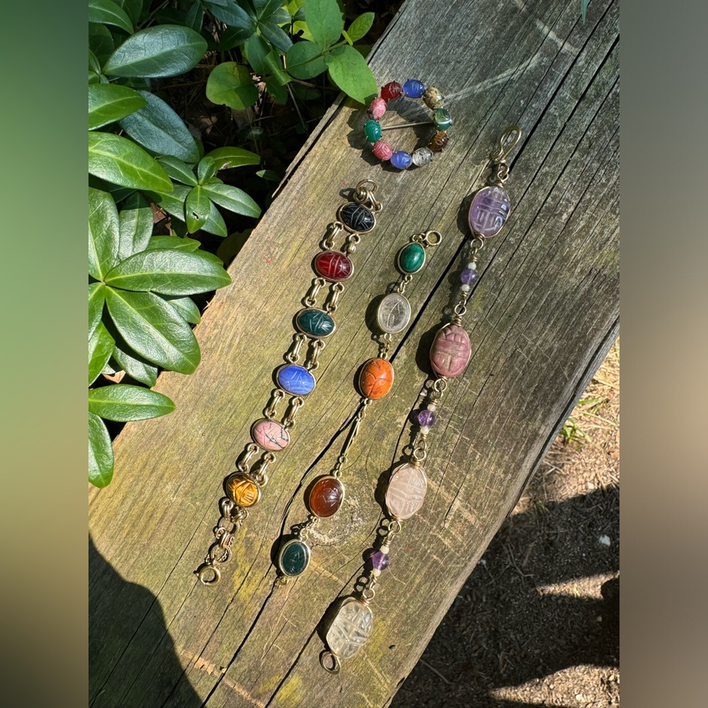 Scarab Bracelet Brooch 4 pc Set